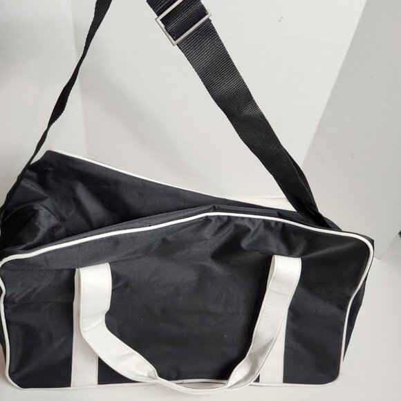 Montblanc Parfum Black White Duffle Weekender Travel Bag Large Adjustable Strap - Picture 5 of 16